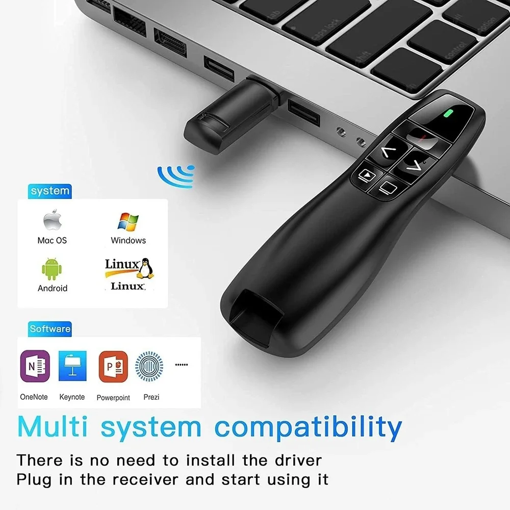 2.4 GHz RF USB Wireless Red Laser Pointer Pen PPT Presentation Remote Control